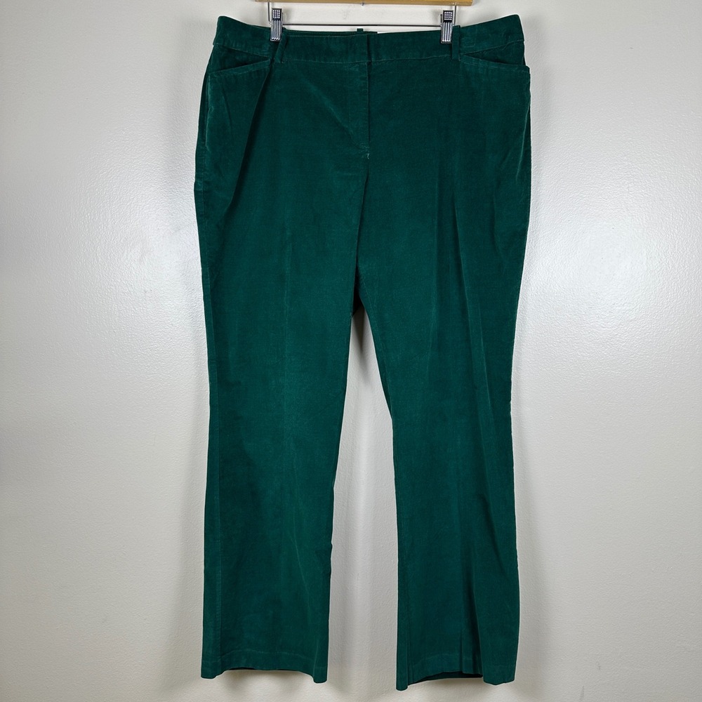 Liz Claiborne Womens 18 Audra Trouser Medieval Green Corduroy Mid-Rise Pants NEW